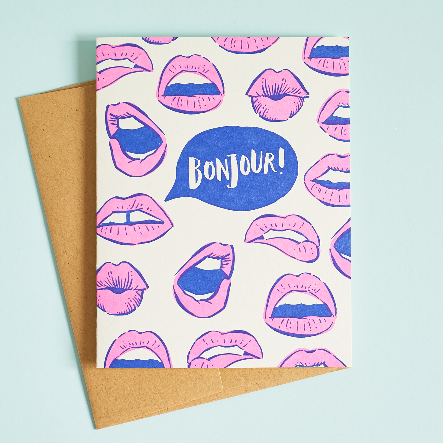 Bonjour! A cool greeting card from indie letterpress, Hello!Lucky