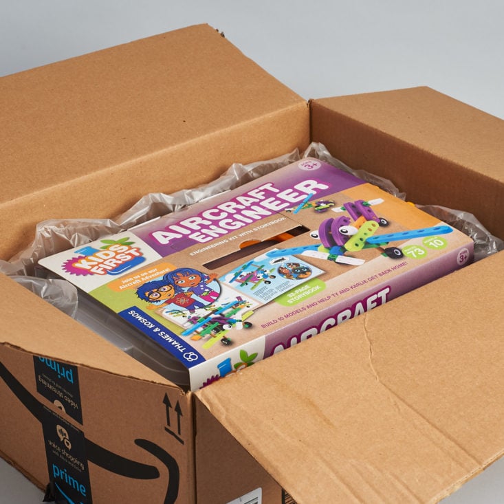 Amazon Kids STEM Toy October 2017 Review - Box opening with a peek of our toy from inside