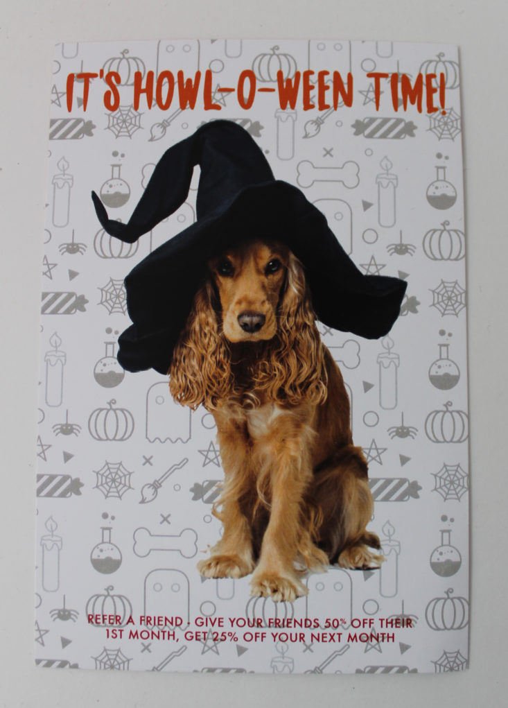  Pet Gift Box Dog October 2017 - front of information card