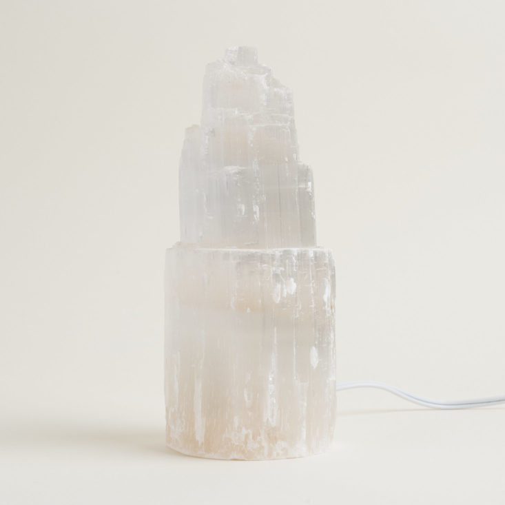 selenite crystal lamp (turned off)