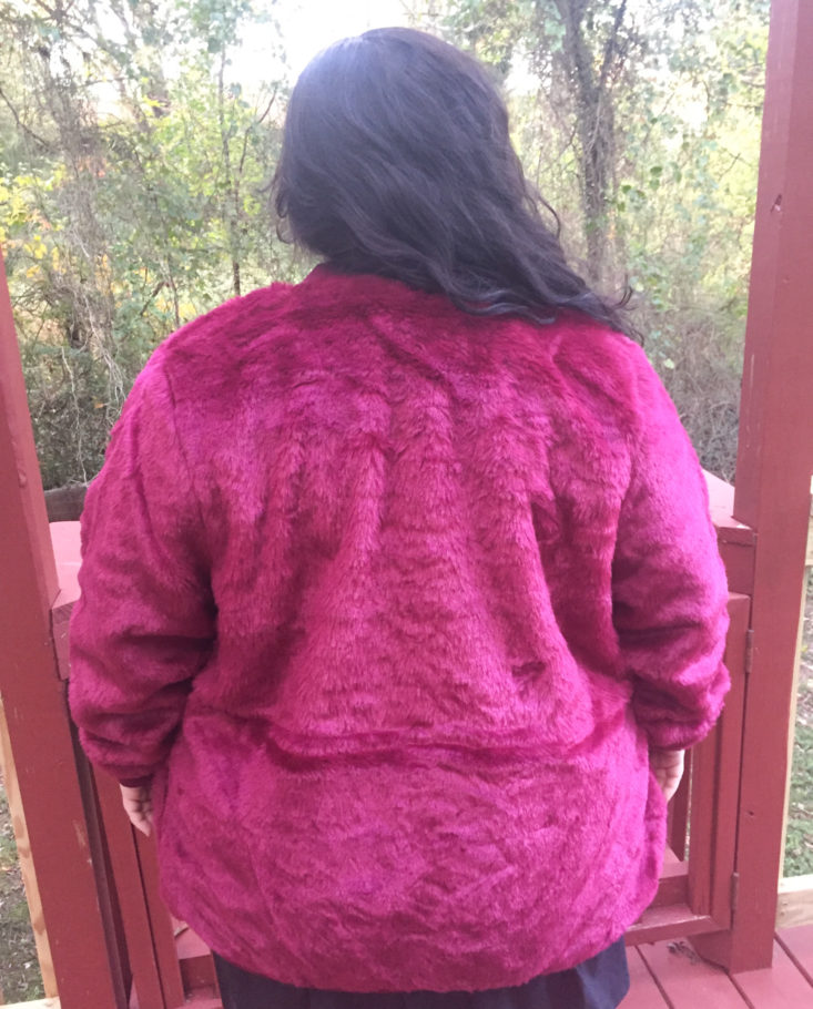 JustFab October 2017 Pink Faux Fur Jacket Back