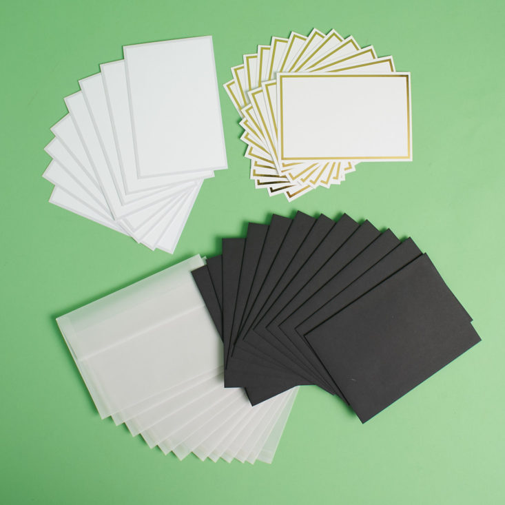 Set of Stack of notecards and envelopes spread out