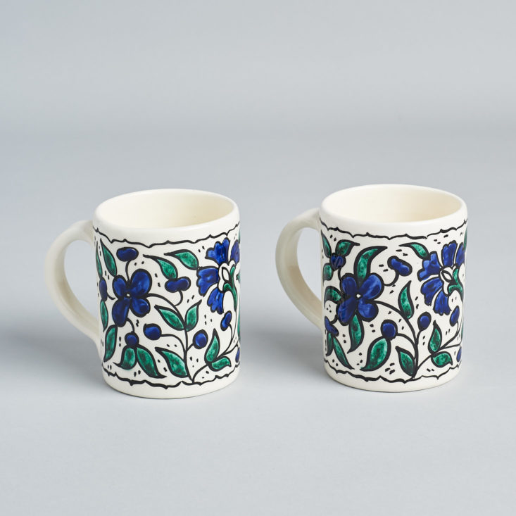 two mugs with blue flowers