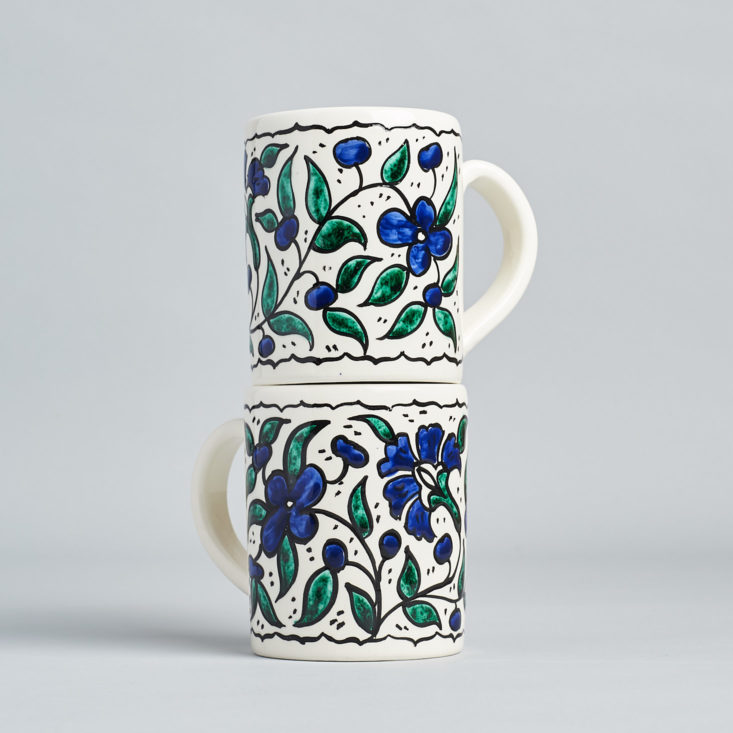 two mugs with blue flowers