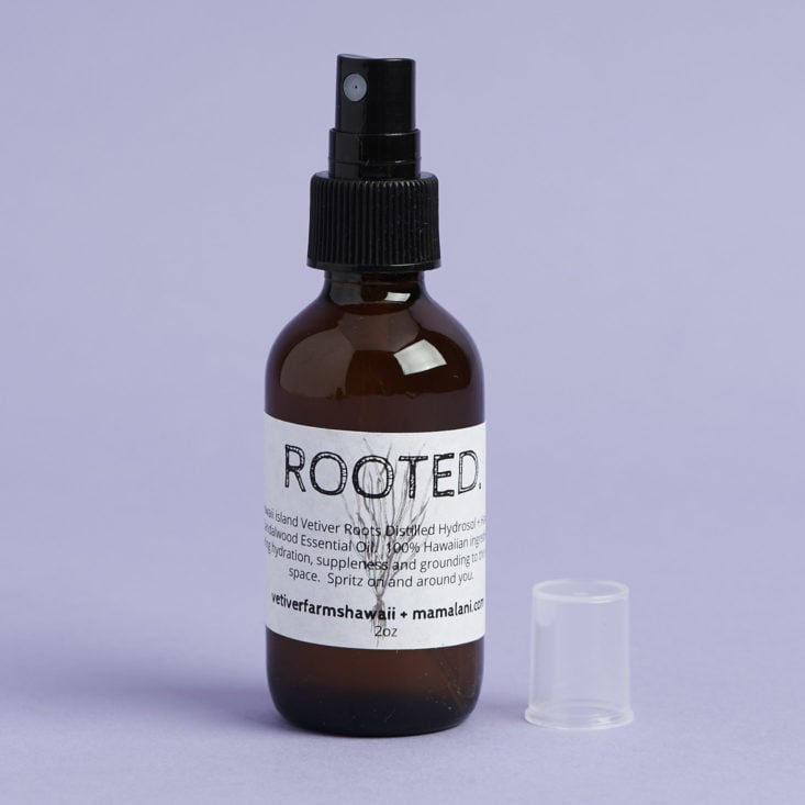 Rooted Vetiver Farms Hawaii Hydrosol Space and Self Spray with cap off