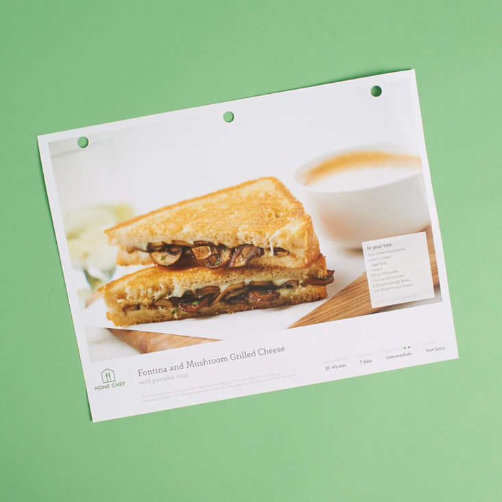 mushroom grilled cheese recipe card