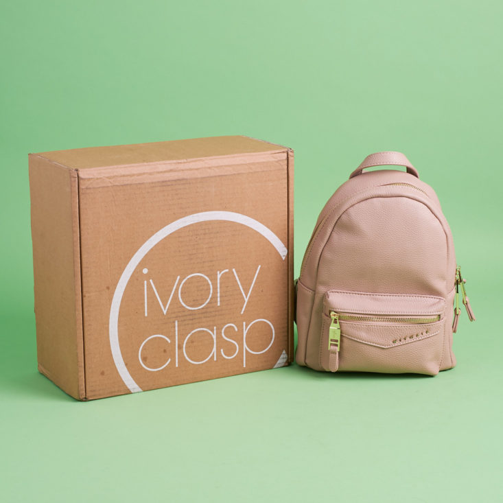 ivory clasp purse subscription box for november 2017 and the purse inside - a mini backpack!