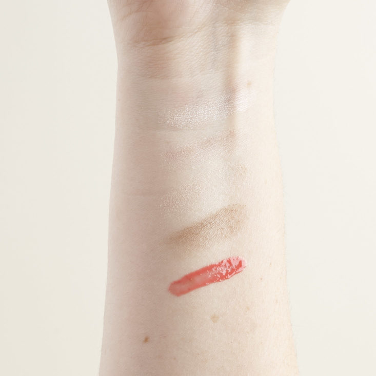 makeup swatches on arm