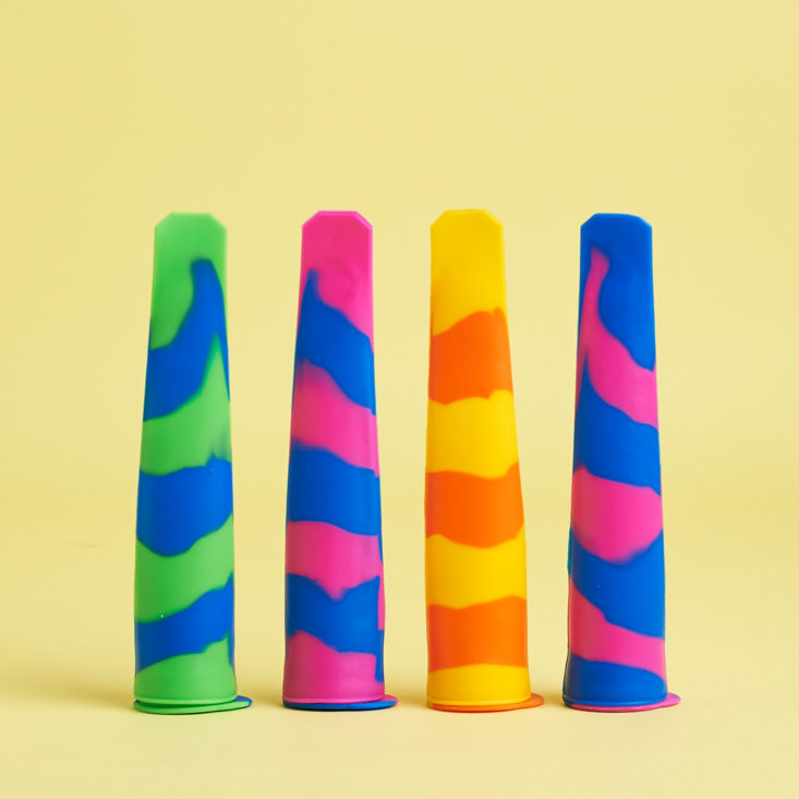 silicone popsicle molds in bright colors
