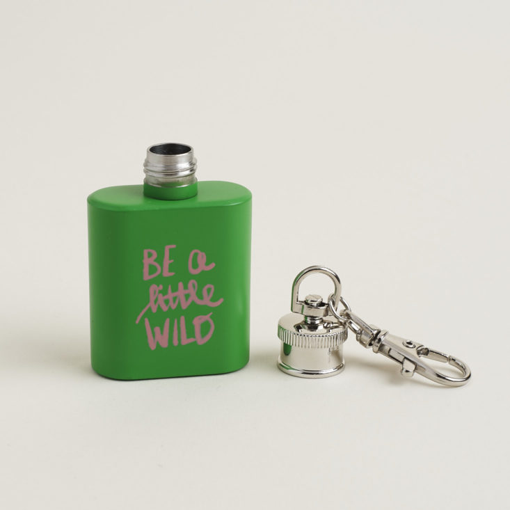 Be a little wild mini flask keychain with lid off
