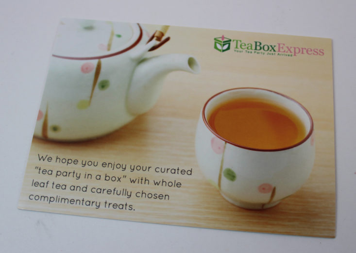 Tea Box Express November 2017 Booklet Front