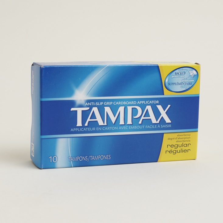 Tampax Regular Absorbency Tampons box