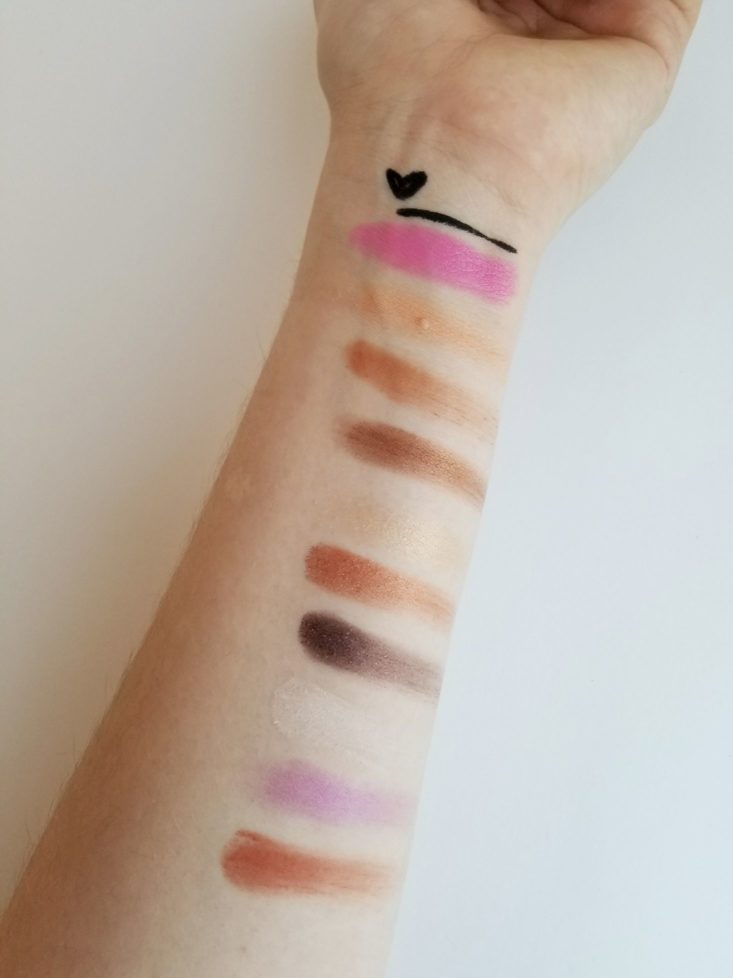 Too Faced Mystery Bag swatches on arm