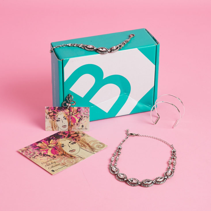 all of the jewelry in the november 2017 holiday my bijoux box