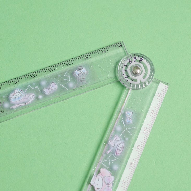 close up of Sanrio My Melody hinged Ruler, open