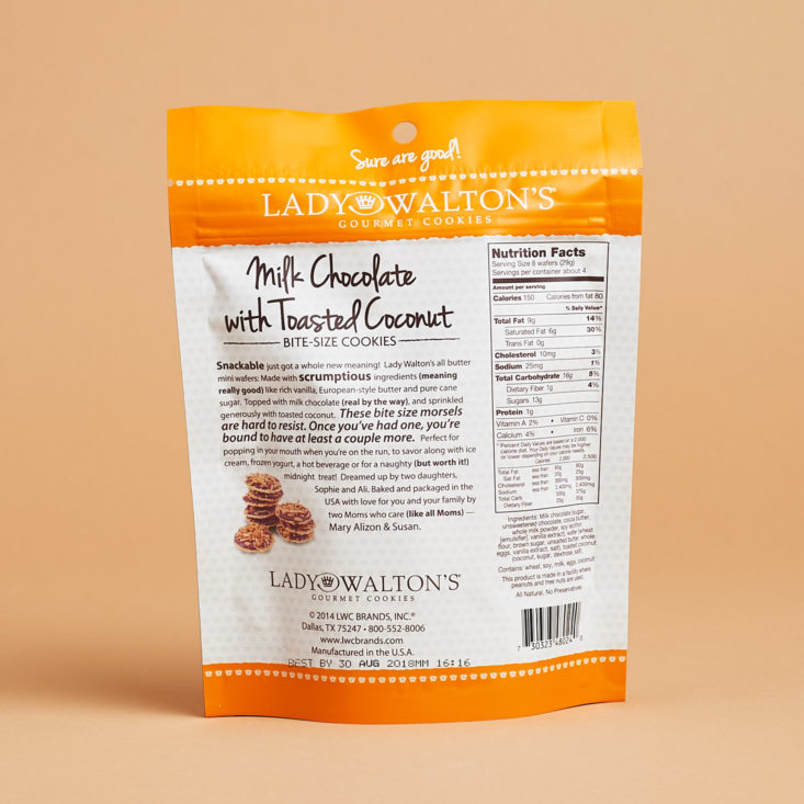 Lady Walton's Milk Chocolate with Toasted Coconut Snack Bites Nutrition Facts