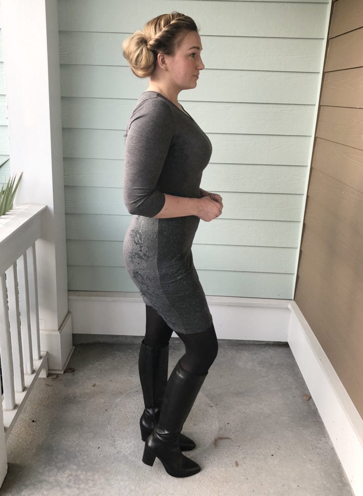 gray dress on model from the side