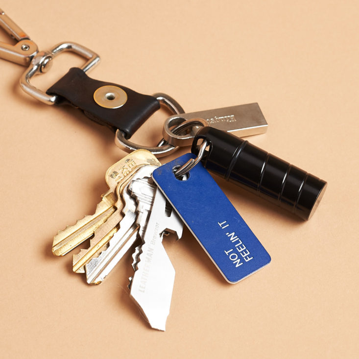 Tin Mill Key Safe in Black on keychain