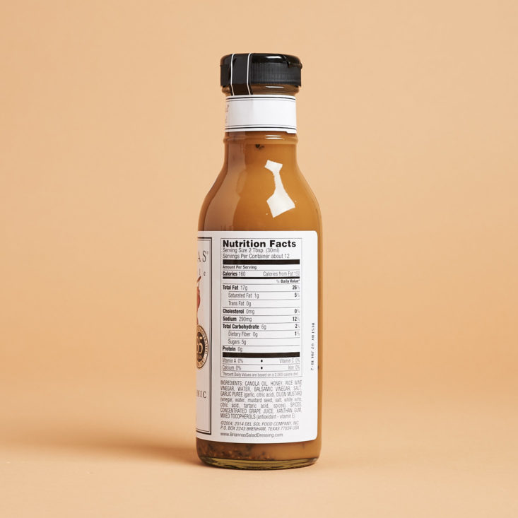 Briannas Creamy Balsamic Dressing Nutritional Facts
