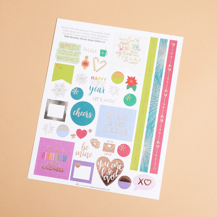 holiday sticker sheet