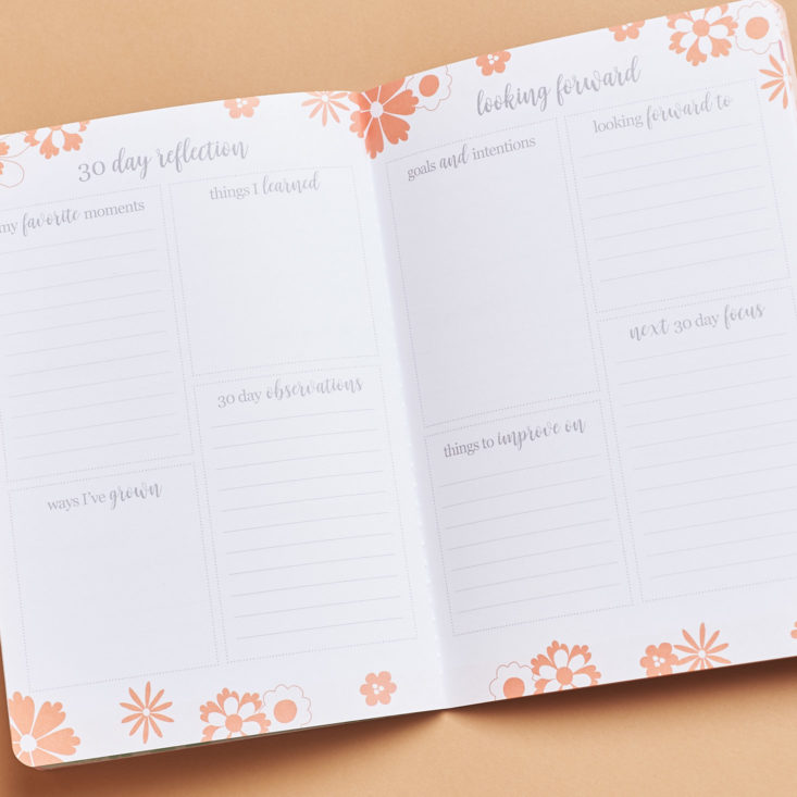 peach flower trimmed journal spread from the erin condren gratitude journal