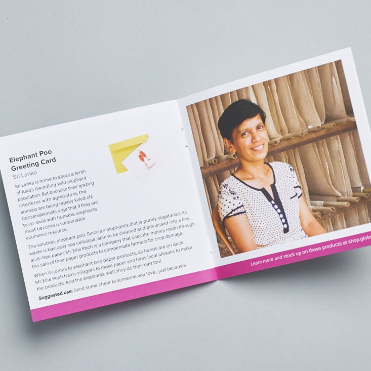 Each product in Globein has a story, which is told in the Globein info booklet.
