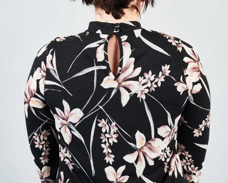 There's a keyhole in the back of this knit flower-print dress, too