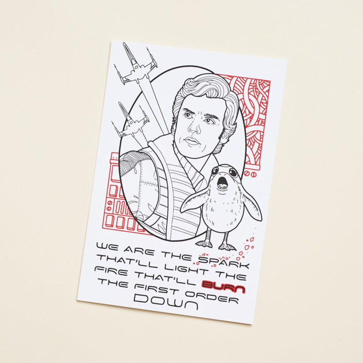 Coloring page Poe Dameron with Porg