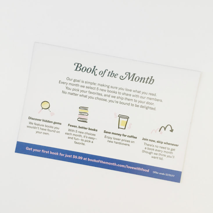 Book of the Month Coupon for Love With Food