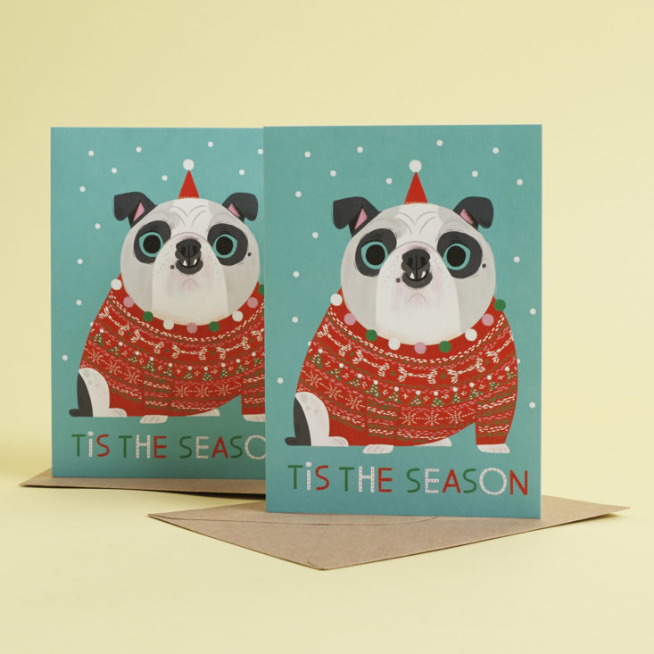 two bulldog holiday greeting cards
