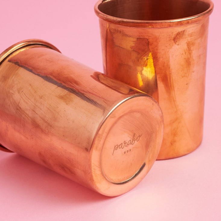 Copper cups with Parabo Press on the bottom