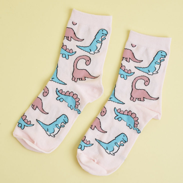 other side of Pink dinosaur socks