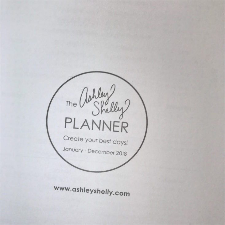 Ashley Shelly 2018 Notebook Planner inside cover