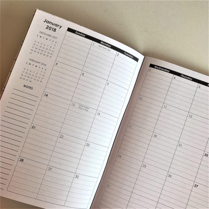 Ashley Shelly 2018 Notebook Planner calendar