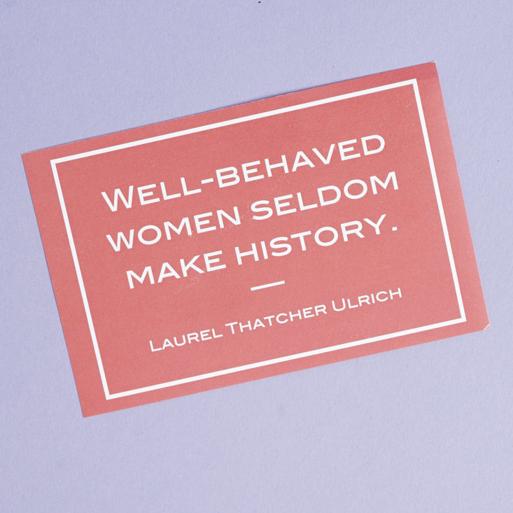 well behaved women seldom make history quote on card