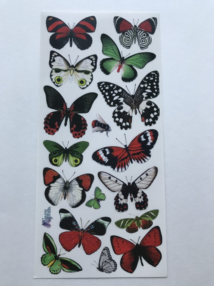 sticker sheet of different sized butterflies