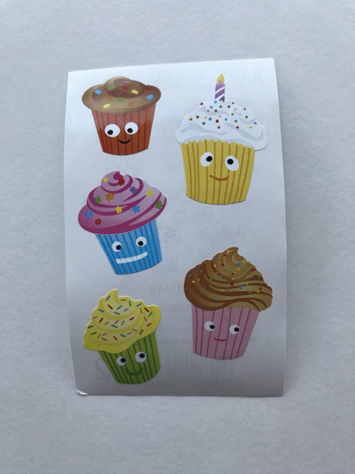 sticker sheet of animated cupcakes