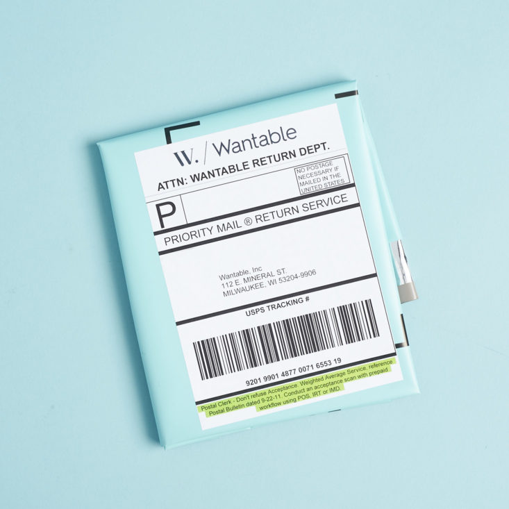 return envelope for the wantable fitness november box