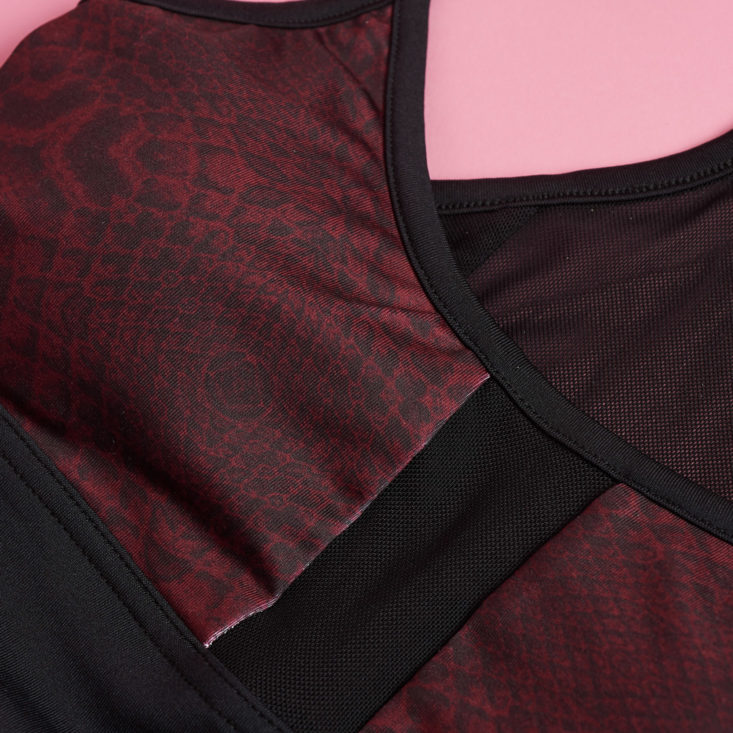 front detail of a burgundy sports bra