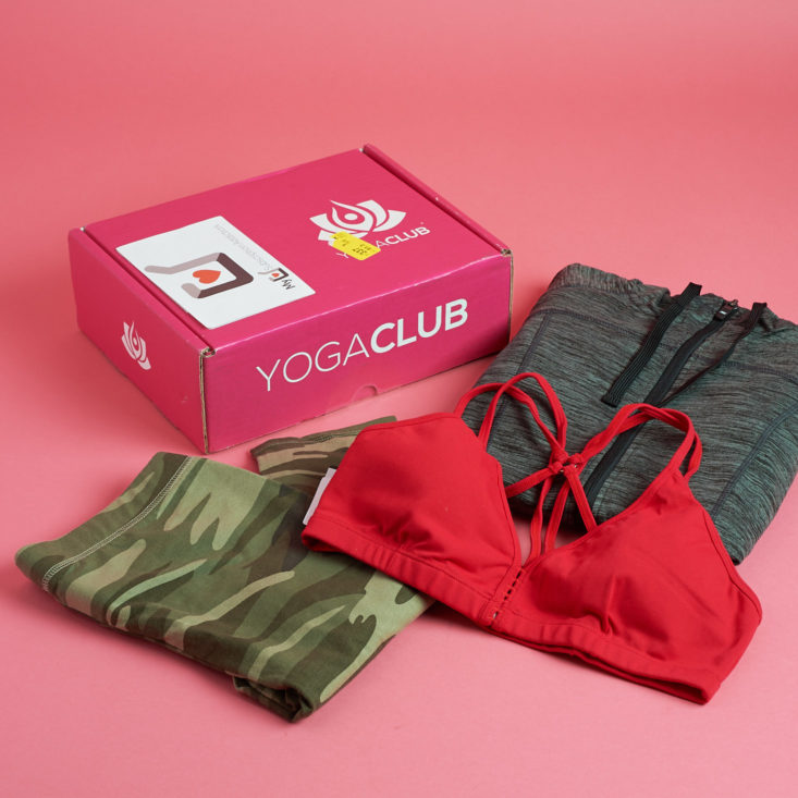 All of the items inside the November 2017 Yoga Club order