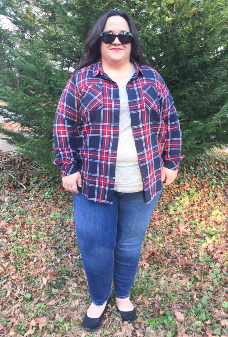 Maika Checked Shirt Navy Blazer by Junarose