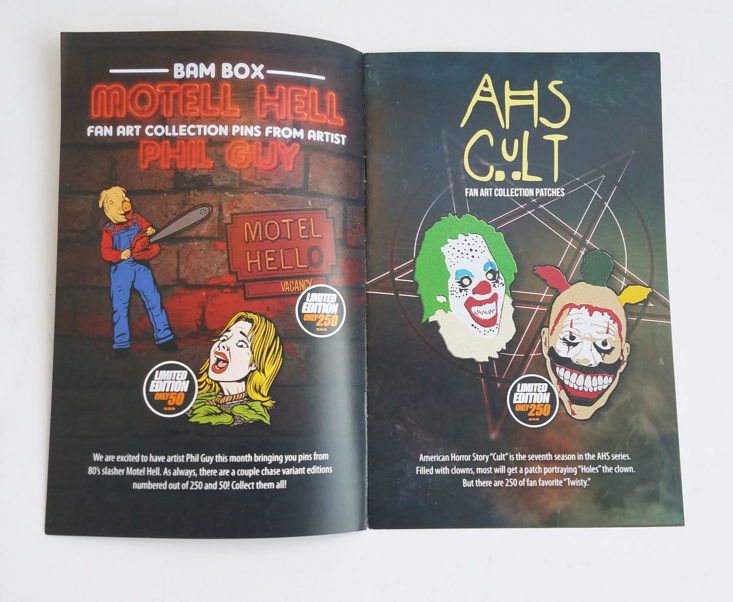 BAM! Horror Subscription Box November 2017 booklet inside