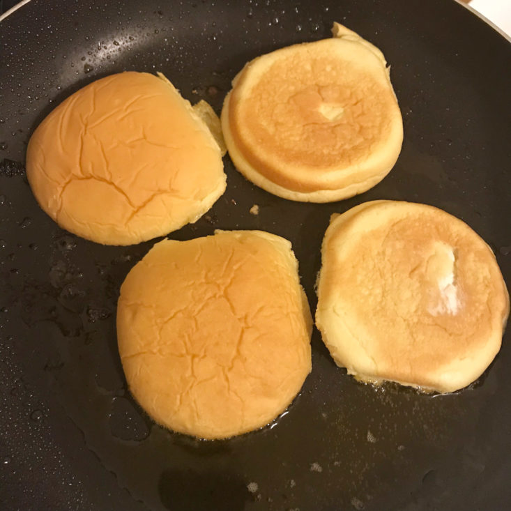 buns toasting in pan