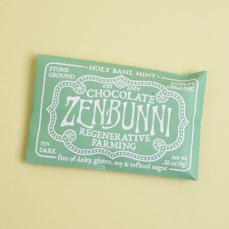 Zenbunni Holy Basil Mint mini Chocolate Bar