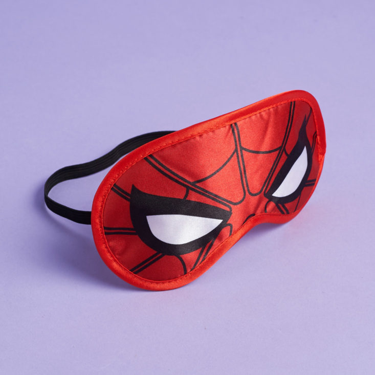 spiderman sleep mask propped up