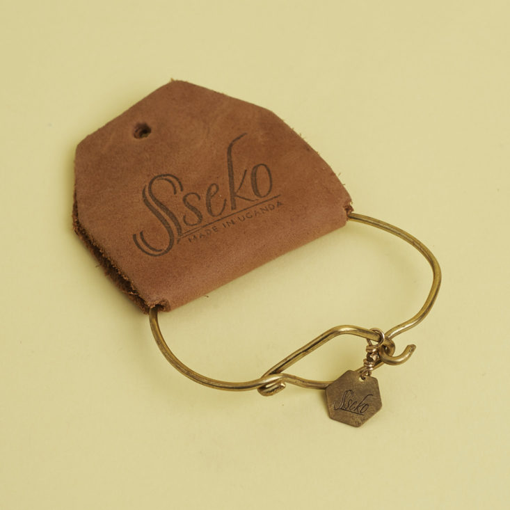 Sseko leather tag on brass brave bracelet