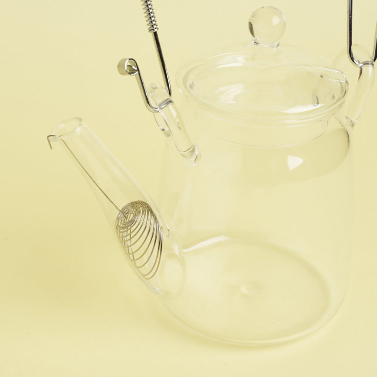 close up of Clear Glass teapot