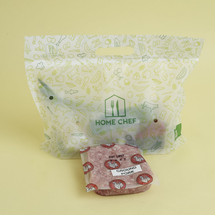 Korean pork noodle bowl ingredients in bag