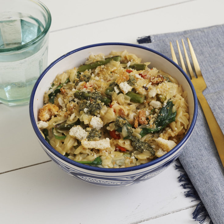 orzo salad on plate