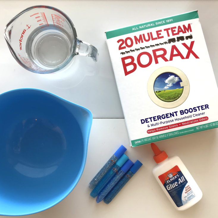 Ingredients for borax slime